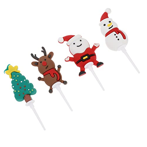 KICHOUSE 4 Stück Weihnachtskucheneinsatz Cupcake-Picks weihnachtskuchen topper weihnachtsparty accessoires cake topper weihnachten Weihnachtsparty-Dekoration Weihnachtsdekoration Colorful von KICHOUSE