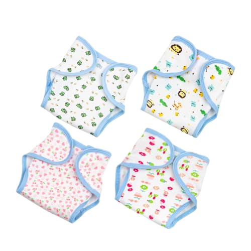 KICHOUSE 4pcs Windeln Wiederverwendbare Baby Windeln Neugeborenen Puppen Kleidung Pretend Spielen Zubehör Waschbar Windeln von KICHOUSE