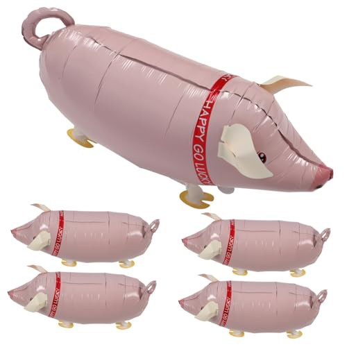 KICHOUSE 5 Stück Ballon Badespielzeug Figur Mini- Prallen Ausgestopft Lamm Schweine Haustier Massenspielzeug Karikatur Schwimmbad Mini-enten Tiere Aluminiumfolie Rosa von KICHOUSE