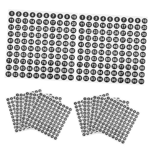 KICHOUSE 50 Blatt Runde Nummernaufkleber Digitale Etiketten Runde Digitale Aufkleber Nummernaufkleber Punkte Klassifizierungsetiketten Klassifizierung Digitales Etikett von KICHOUSE