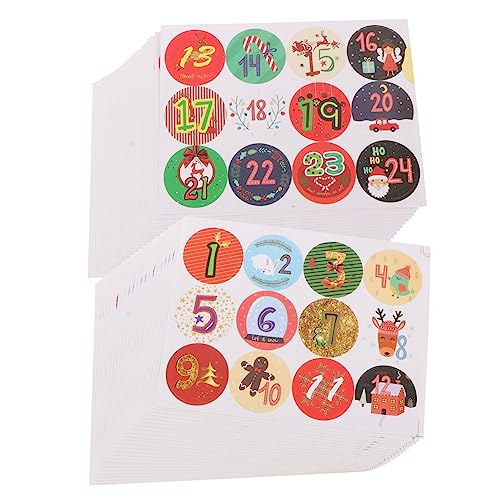 KICHOUSE 50 Stück Weihnachtskalender-Aufkleber Runde Etiketten Geburtstagsaufkleber personalisierte sticker personalisierte aufkleber Weihnachtsaufkleber weihnachtsgeschenk aufkleber Papier von KICHOUSE