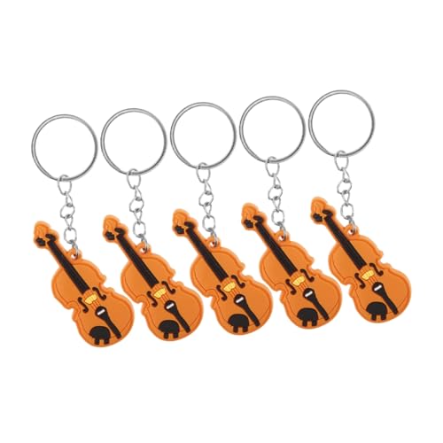 KICHOUSE 5St Zubehör für Violine Geige Schlüsselanhänger Schlüsselanhänger-Accessoires für Damen Schlüsselanhänger Geige kleiner Geigenanhänger zum Aufhängen Zinklegierung Orange von KICHOUSE