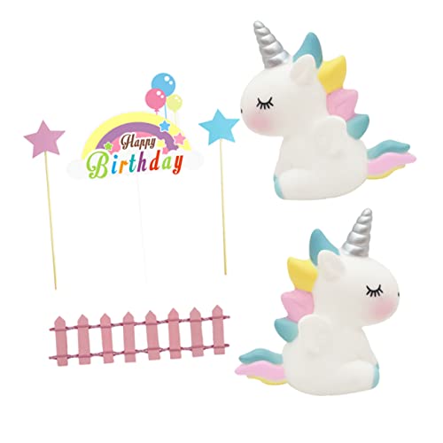 KICHOUSE 6 Stück Kuchendekoration Einhorn-Kuchenaufsätze Einhorn-Kuchenaufsätze Einhorn-Kuchenverzierung Feenfigur Schöne Kuchenaufsätze Geburtstags-Cupcake- Entzückende von KICHOUSE