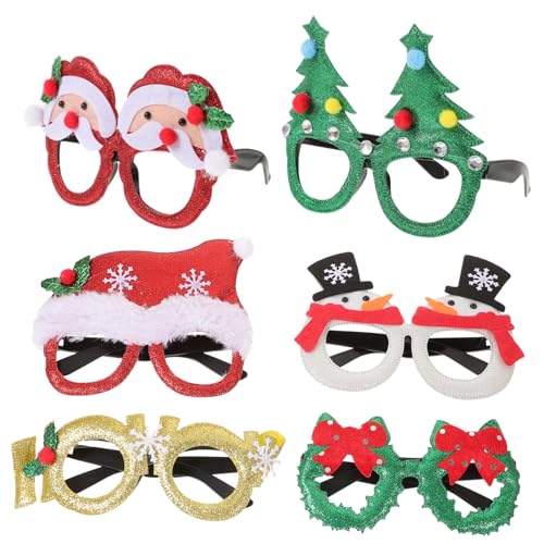 KICHOUSE Weihnachtsgläser Party Brille 6 Stück Weihnachtsfeier Brillen Mit Festlichen Designs Brillenrahmen Für Die Weihnachtszeit Ideale Und Partydeko Für Unvergessliche Feiertage Geeignet Für von KICHOUSE