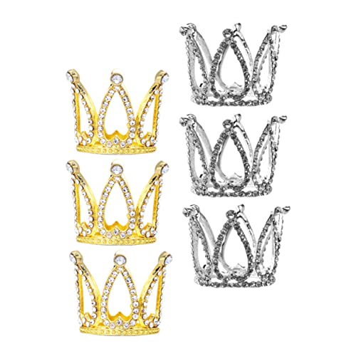 KICHOUSE 6St Kronenkuchen dekorieren hochzeitsdeko wiederverwendbar Hochzeitstortendekorationen Masse Strasssteine Tiara Ornament Kuchen-Krone-Topper Kronenkuchen schmücken Mini Zylinder von KICHOUSE