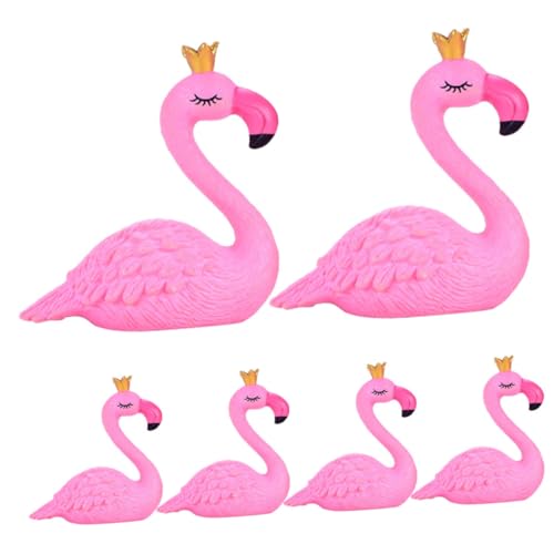 KICHOUSE 6St Mini-Flamingo-Statue büro Dekoration Office Decoration zulunft pink gartendeko Pflanzentopffiguren Mini-Tierfiguren Landschaftsornament Flamingo-Kuchendekorationen PVC Rosa von KICHOUSE