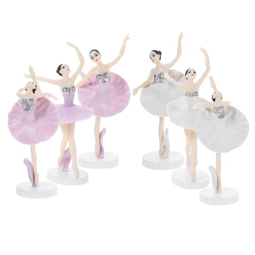 KICHOUSE 6St Tanz Ballett Mädchen Prinzessinnen-Kuchenaufsatz Tänzer Ballerina Figur birthday cake decoration cake decorating set exquisite Kuchendeckel Plastikverzierung für Mädchen von KICHOUSE