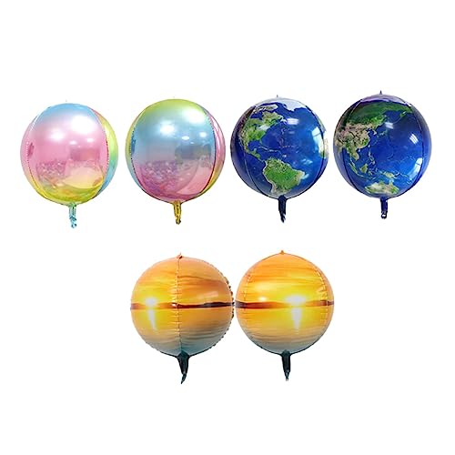 KICHOUSE 6Stücke Aluminium Folien Ballons Für Geburtstagsfeiern Gradient Erde Und Abendhimmel Design Dekorative Partyballons Für Feierlichkeiten Und Anlässe von KICHOUSE