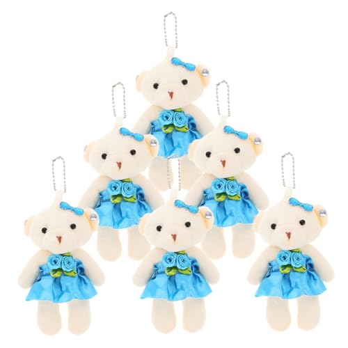 KICHOUSE 6st Hochzeits-plüschtiere Plüschbär-schlüsselanhänger Geschenkbär Schlüsselanhänger Kleiner Bär Mini-bärenfiguren Abschlussbärenpuppen Mini-bärenpuppen Kleine Bären Stoff Blue von KICHOUSE