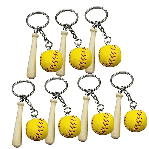 KICHOUSE 7St Baseball-Schlüsselanhänger Mini-Schlüsselanhänger Schlüsselanhänger dekor Baseball Schlüsselanhänger Sport Schlüsselanhänger Schlüssel Zubehör Sport-Souvenirs Holz Yellow von KICHOUSE