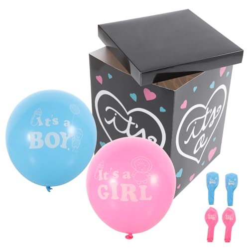 KICHOUSE Gender Reveal Partybox Mit Luftballons Dekorationsset Für Babyparty Papierballons Verschiedenen Farben Ideal Für Geschlecht Verkündung Inkl Verdickten Luftballons Für von KICHOUSE