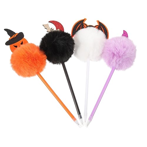 KICHOUSE Halloween Schreibstifte Schreibstift Büroschreibstifte Cartoon Schreibstifte Kürbis Gelstifte Zauberstab Kreative Kugelschreiber Halloween Stifte Halloween Pom Pom Stift von KICHOUSE