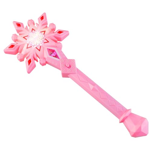 KICHOUSE Leuchtender Zauberstab leuchtende Schneeflocke Schneeflocke-Fee-Zauberstab-Kind-Mädchen Eisdrehstab fairy wand zabawki dla dziewczynki Gastgeschenke Feenhaftes Spielzeug Abs Rosa von KICHOUSE