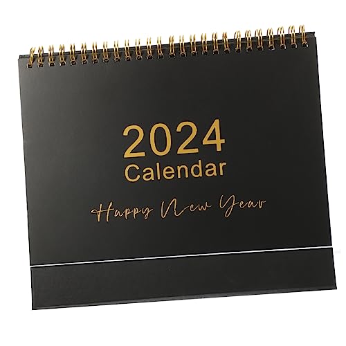 KICHOUSE Tischkalender 2024 Tageskalender Whiteboard-Kalender für die Wand Kalenderwand Bürodekor büroartikel büromaterial staffelei Countdown-Kalender Office-Desktop-Kalender Papier Black von KICHOUSE