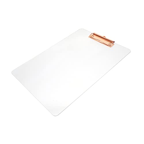 KICHOUSE transparenter Ordner schreibtafel buchstabentafel Schreibblock-Zwischenablage Klemmbretter im Letter-Format Acryl-Klemmbretter Mehrzweck-Klemmbrett für das Büro Eisen Rose Gold von KICHOUSE