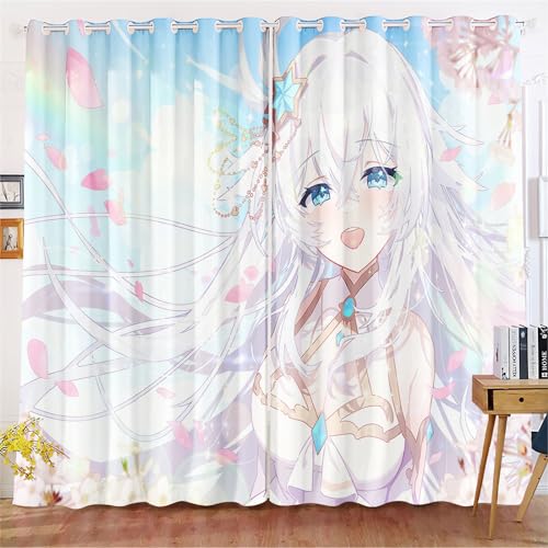 KIDSLOVE Anime Verdunkelungsvorhänge Anime Mädchen Blickdicht Vorhänge Cartoon Manga Japanisch Verdunkelungsvorhang Für Schlafzimmer Kinderzimmer (2,150x166cm(BxH)/ 75x166cmx2) von KIDSLOVE