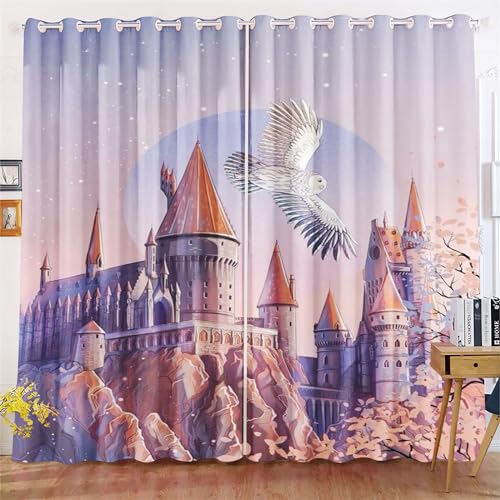 KIDSLOVE Eule Verdunkelungsvorhänge Cartoon-Eule Blickdicht Vorhänge Eule Verdunkelungsvorhang Für Schlafzimmer Kinderzimmer (4,100x140cm(BxH)/ 50x140cmx2) von KIDSLOVE