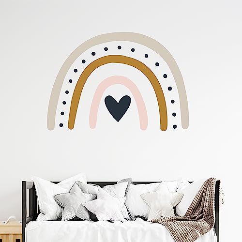 KIDSMOOD Wandsticker für Kinderzimmer, Wandaufkleber als Dekoration für Babyzimmer, Selbstklebender Wandtattoo mit Regenbogen Motiv - 60x44 cm von KIDSMOOD