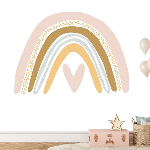 KIDSMOOD Wandsticker für Kinderzimmer, Wandaufkleber als Dekoration für Babyzimmer, Selbstklebender Wandtattoo mit Regenbogen Motiv - 60x44 cm von KIDSMOOD