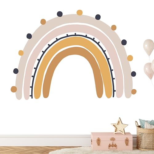 KIDSMOOD - Wandtattoo Kinderzimmer Deko, Wandaufkleber als Dekoration für Babyzimmer, Selbstklebend und rückstandslos Entfernbar, Wandsticker mit Regenbogen Motive für Mädchen und Jungen - 60x44 cm von Kidsmood