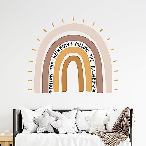 KIDSMOOD Wandsticker für Kinderzimmer, Wandaufkleber als Dekoration für Babyzimmer, Selbstklebender Wandtattoo mit Regenbogen Motiv - 60x44 cm von KIDSMOOD