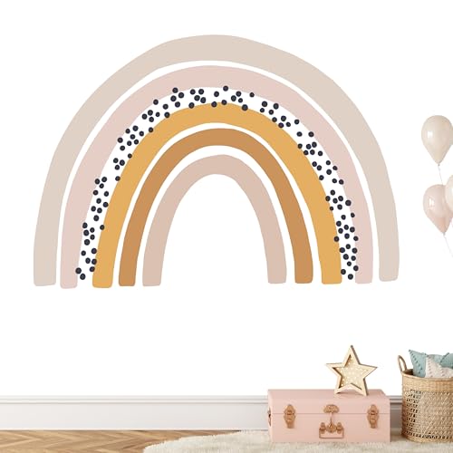 KIDSMOOD - Wandtattoo Kinderzimmer Deko, Wandaufkleber als Dekoration für Babyzimmer, Selbstklebend und rückstandslos Entfernbar, Wandsticker mit Regenbogen Motive für Mädchen und Jungen - 60x44 cm von Kidsmood