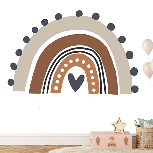 KIDSMOOD Wandsticker für Kinderzimmer, Wandaufkleber als Dekoration für Babyzimmer, Selbstklebender Wandtattoo mit Regenbogen Motiv - 60x44 cm von KIDSMOOD