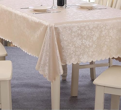 Luxuriöse wasserdichte Anti-Heißöl-Tischdecke, Jacquard-Bedruckte Blumen-Tischdecke mit Karomuster, rechteckige runde Tischdecke-Champagnerblumen, 130 x 170 cm von KIEYTW