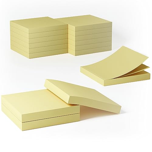 12 Blöcken 76 x 76 mm Classics gelbe Haftnotizen, selbstklebende Post-Notizblöcke Sticky Notes Büronotizen,80-Blätter/Pad von KIFZM