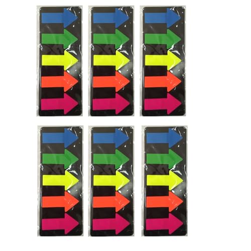 KIFZM 750 PCS Seite Marker „Big Arrows“, 2,5 * 4,5 cm Haftnotizen, 5 Farben repositionierbar selbstklebende Pfeil Index Tabs auf schwarzer Karte fixiert, 25 Blätter pro Pad (750) von KIFZM