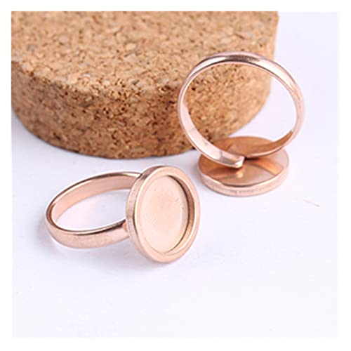 KIHENE 10 Stck. Rosévergoldete Fassung 12 mm runde Cabochon-Ring-Rohlinge Einstellbare Edelstahl-Grundeinstellung DIY-Schmuck-Lünetten (Color : Rose Gold) von KIHENE