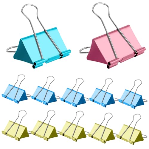 KIIFENG Binder-Clips, 12 Stück, 25 mm/32 mm/41 mm/51 mm, Foldback-Klemmen, Geld, Papierklammern, Schreiben, Büroklammern für die Schule von KIIFENG