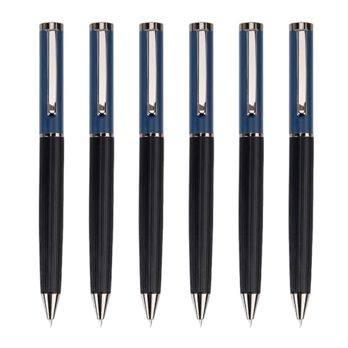 KIIFENG Kugelschreiber, 6 Stück, Metall-Kugelschreiber, dekorativer Stift, 1,0 mm, Schreibstift, Signaturstift, schwarze Tinte, Schreibwarenstift für Schüler und Lehrer von KIIFENG