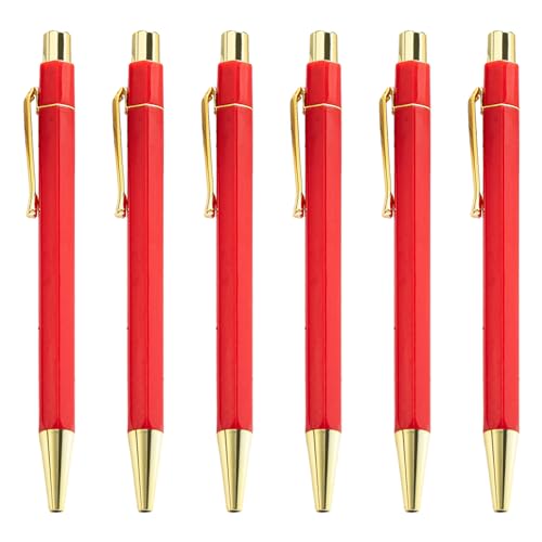 KIIFENG Kugelschreiber, 6 x Set, einziehbarer Kugelschreiber, Smppth-Schreibstift, 1,0 mm, Signaturstift, Business-Stift, Ölstift für Schule, Büro, Arbeit von KIIFENG