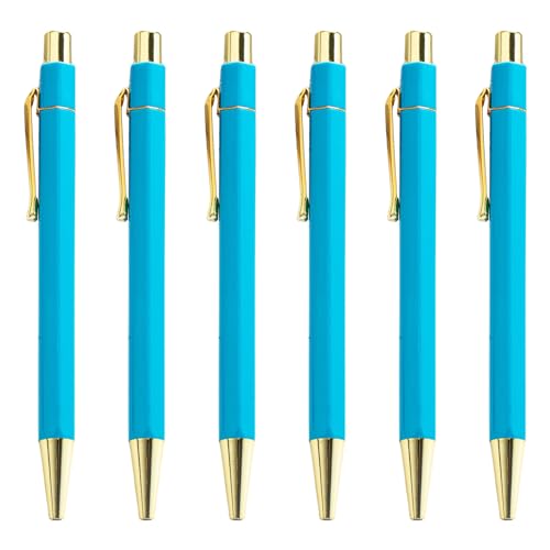 KIIFENG Kugelschreiber, 6 x Set, einziehbarer Kugelschreiber, Smppth-Schreibstift, 1,0 mm, Signaturstift, Business-Stift, Ölstift für Schule, Büro, Arbeit von KIIFENG