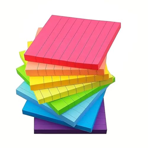 KIIFENG Notizpapier, farbige Haftnotizen, liniert, 7,6 x 7,6 cm, selbstaschendes Notizpapier, 50 Blatt/Block, 8 Stück von KIIFENG