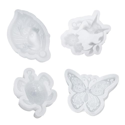 KIIFENG Silikonform für Schlüsselanhänger, Lotus, Frösche, Schildkröten, Kolibri, Schlüsselanhänger, flexibel, Schmuckform von KIIFENG