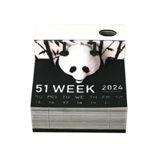 KIKAPA 1 Stück 3D Papier Kunst Kalender 2024 Panda 3D Notizblock Notizblöcke Kawaii Haftnotizen Weihnachten Geburtstagsgeschenk von KIKAPA