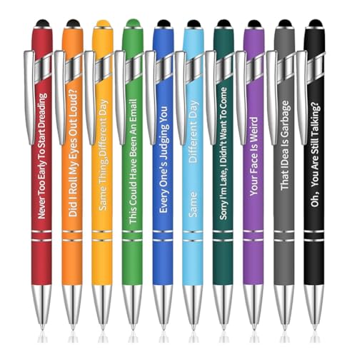 KIKAPA 10-Teiliges Lustiges Stifte-Set, Negative Zitate, Kugelschreiber, Macaron-Touch-Stylus-Stifte für das Büro von KIKAPA