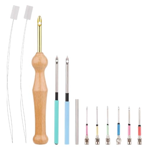 KIKAPA Punch-Nadel-Set, verstellbares Nadel-Set für Sticknadeln, Nadel-Set für Anfänger mit Stickgarn von KIKAPA