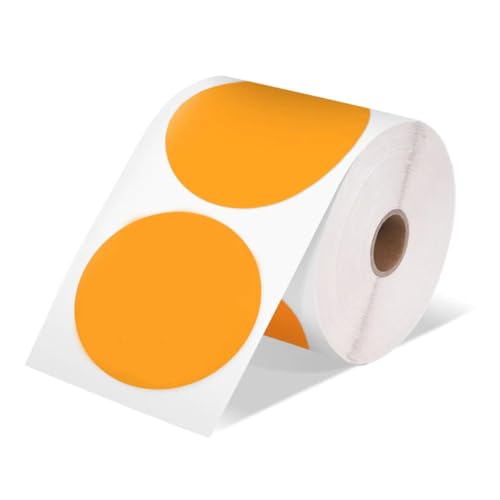 KIKAPA Versandetiketten-Aufkleber, rundes Etikett, quadratisches Etikett, DIY-Logo-Design, kleines Unternehmen, 2 x 2, 750 Stück, Orange, einfach zu bedienen von KIKAPA
