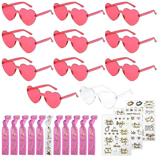 KIKIGOAL 25 Stucks Party Sonnenbrille Team Bride Armbänder, JGA Herz Party Brillen,Party Sonnenbrillen Set Herz,Herz Sonnenbrille Partybrille Set,JGA Partybrillen Set von KIKIGOAL