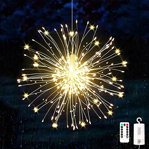 KIKILIVE Feuerwerk Lichterketten, 1 Stücke Starburst Lichter Feuerwerk LED Licht Kupferdraht Feuerwerk Lichter Weihnachten Feuerwerk Zeichenfolge 8 Modi wasserdicht mit Fernbedienung von KIKILIVE