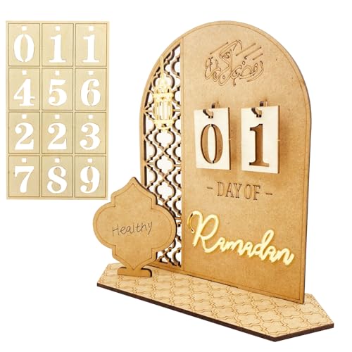 Ramadan Kalender, Eid Mubarak Kalender, Ramadan Dekorationen Countdown-Kalender für Zuhause, Ramadan Dekoration Aus Holz, Ramadan aus Holz Countdown-kalender Ornament, Ramadan Geschenke für Kinder von KIKVTER