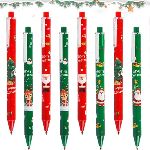 Weihnachten Kugelschreiber, 24 Stück Weihnachtskugelschreiber, Einziehbare Kugelschreiber, Gelschreiber Weihnachten, Nette Rollerball Kugelschreiber für Weihnachten Party Geschenk Büro Schulbedarf von KIKVTER