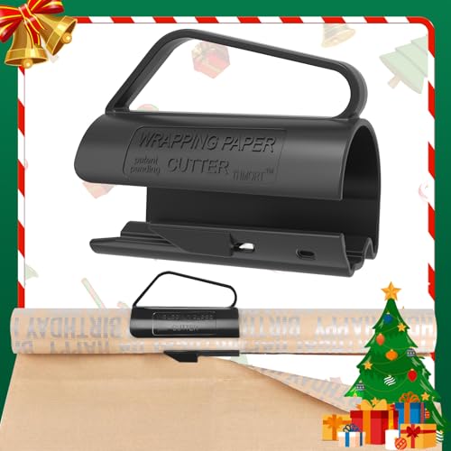 KIMIGO Geschenkpapier Schneider für Rollen,Geschenkpapierschneider,Paper Roll Cutter,Austauschbarer Geschenkpapier Cutter,Geschenkpapier Schwarz Papierschneider,Geschenkpapier Cutter von KIMIGO