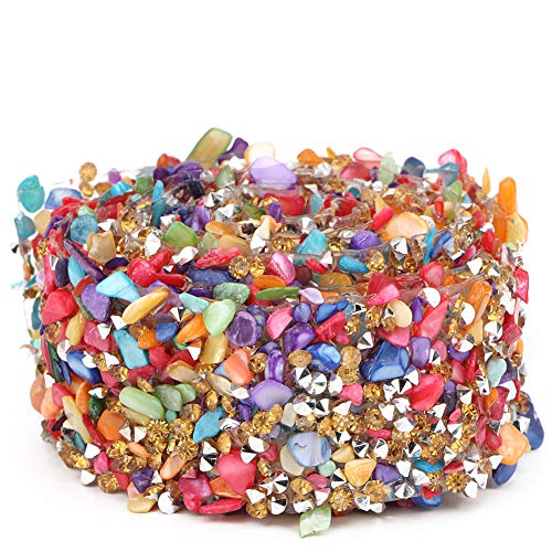 1 M Glänzendes Farbiges Steinbesatzband, 1 M DIY Bunte Dekoration Strass-Applikationen Kunsthandwerk Zubehör Nähen Kleid Dekor für Taschen Hüte W 05 (3,5 cm breite farbige von KIMISS