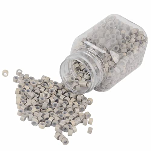 1000 PCS Silikon Ausgekleidete Haarverlängerung Perlen Link Ringe für Menschliches Haar - Dunkelbraun - Bequem, Sicher und Nicht Nachweisbar (Beige) von KIMISS