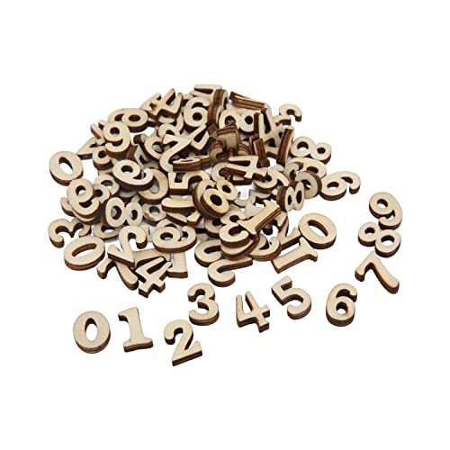 100pcs Holzzahlen, Natürliche No Burr Sichere Praktische Zahlen, 15 Mm 0 Bis 9 Gemischte Kleine Holz Tragbare Einzigartige Designuhr Nummernblöcke für Kunsthandwerksdekoration von KIMISS