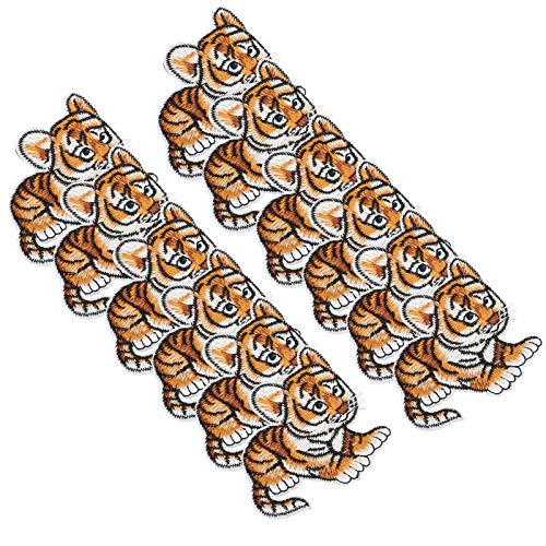 12 Stück Mini-Tiger-Stickerei-Aufnäher, DIY-Kleidungstaschen-Dekorationsaufnäher, Aufbügel- oder Aufnäher-Applikationen Zum Basteln und Reparieren von KIMISS